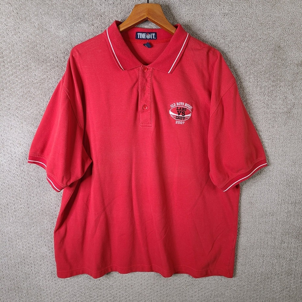 Vintage Timeout Shirt Mens 2XL Red Old Boys Rugby‎ Labs Indy 2007 Polo Cotton
